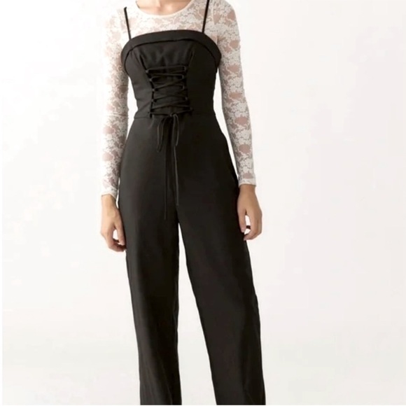 Urban Outfitters Andee Black Corset Lace Up Jumpsuit - Picture 3 of 7